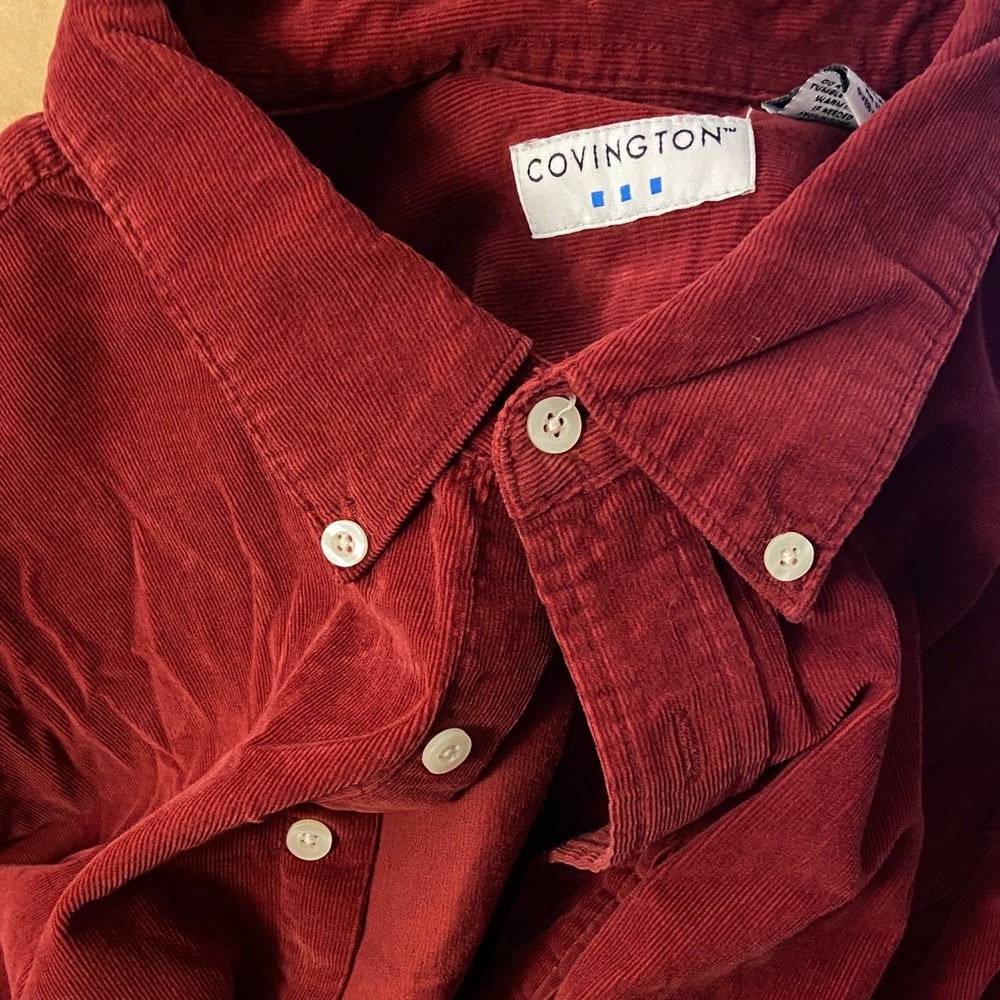 Covington Corduroy Button-Down Shirt in Rust Red
